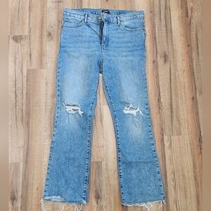 Express Medium Blue Flare Leg Cropped Jeans SZ 10